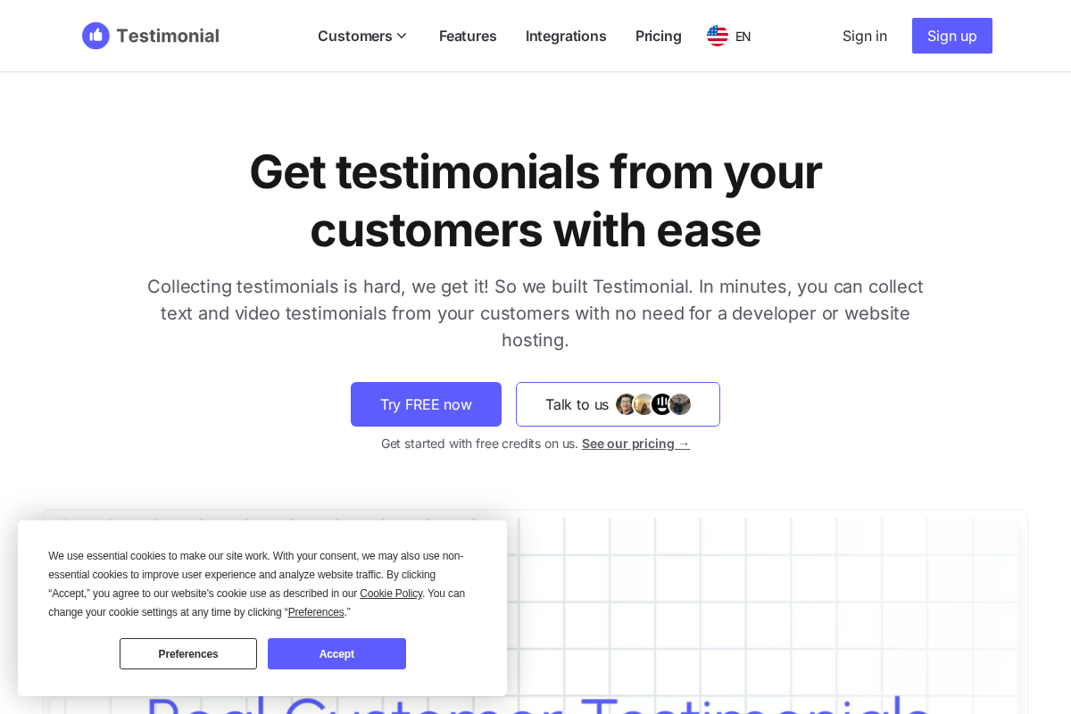 Testimonial.to screenshot