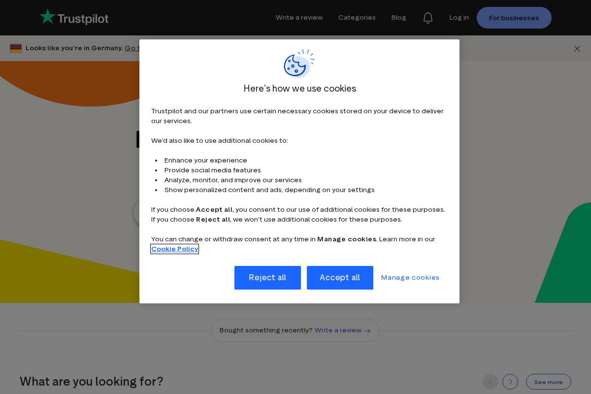 Trustpilot screenshot